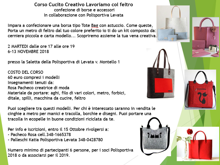 Corso Cucito Creativo Con Feltro 6 E 13 Novembre Polisportiva Levata Mn
